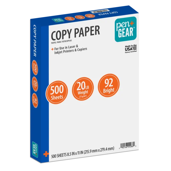 Pen+Gear Copy Paper, 8.5" x 11", 20 lb, White, 500 Sheets