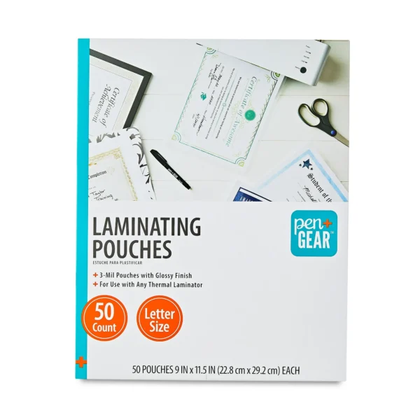 Pen+Gear Laminating Pouches 50 Count, 9"x 11.5", Material: Pet, 3 Mil, Model No. KK3881A