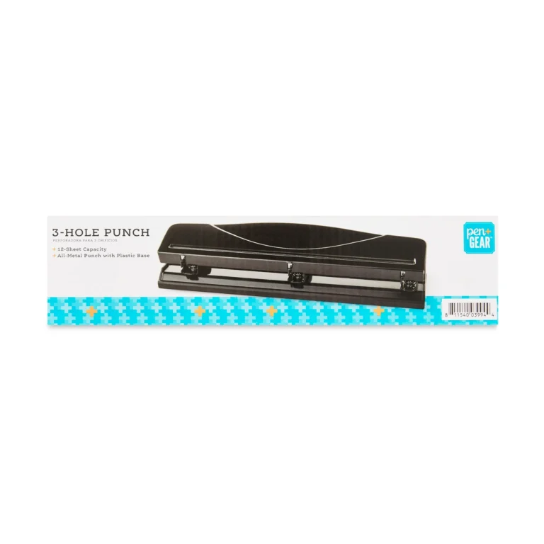 Pen+Gear Metal 3 Hole Paper Punch, Black