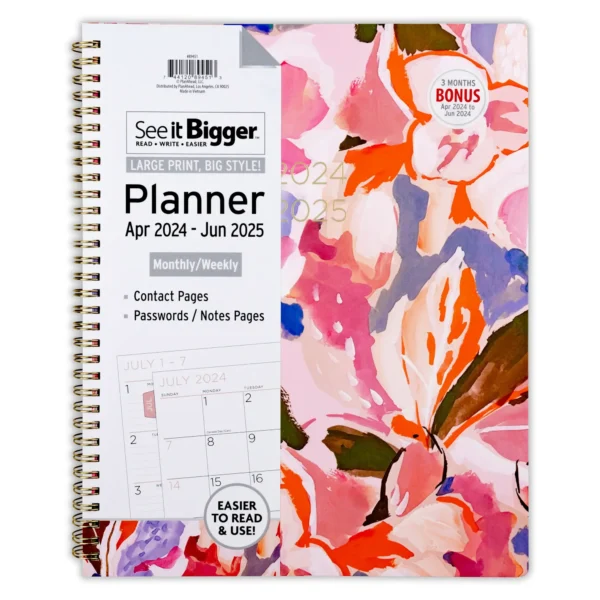 See it Bigger April 2024 - June 2025 Weekly Dated Planner (11" x 9.75")